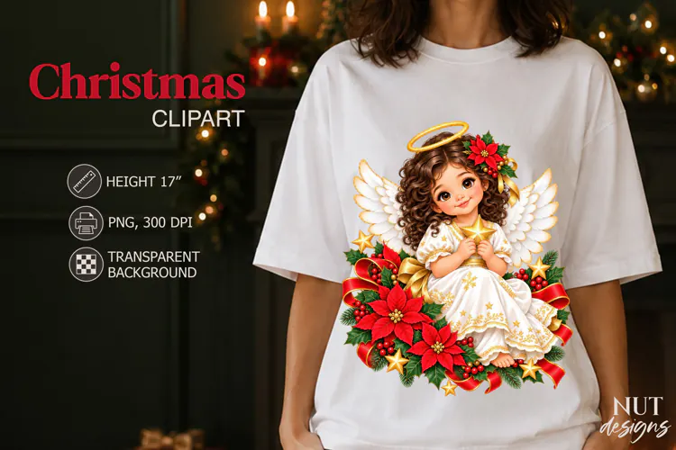 Christmas Angel Girl Clipart baby angel with golden halo