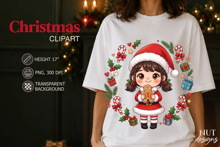 Cute Christmas Santa Girl Clipart little girl in santa suit