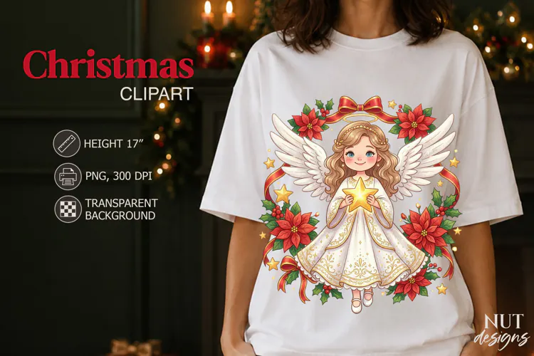 Christmas Angel Girl Clipart baby angel with golden star