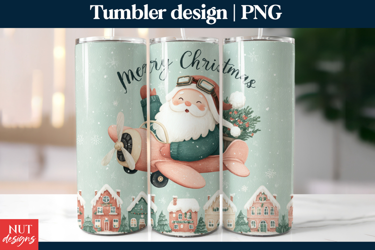 Flying Santa Christmas Tumbler PNG, Christmas tumbler wrap