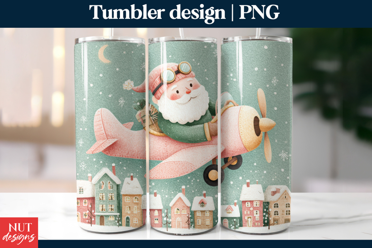Flying Santa Christmas Tumbler PNG, Christmas tumbler wrap