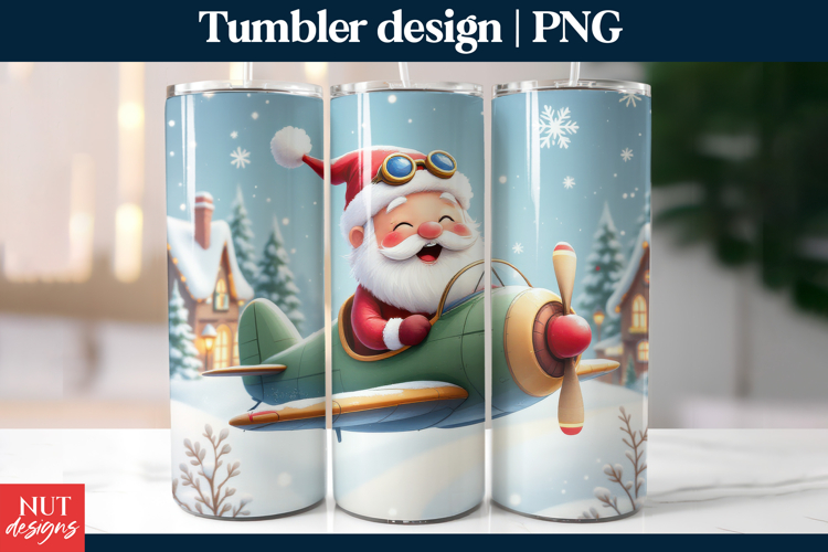 Flying Santa Christmas Tumbler PNG, Christmas tumbler wrap