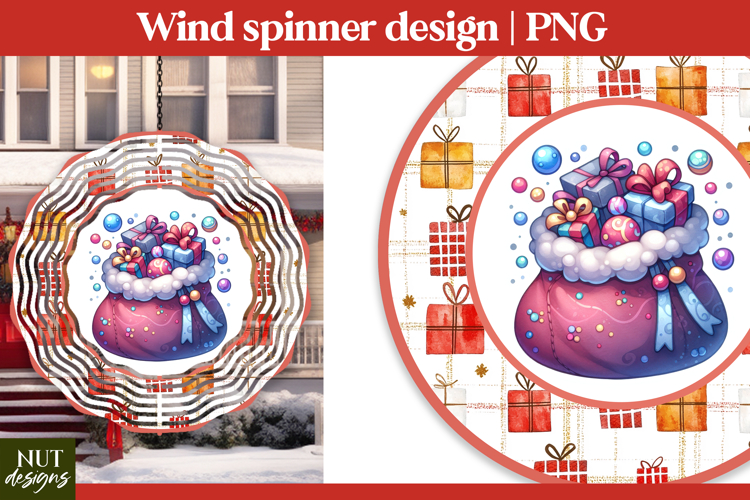 Christmas wind spinner Santa Gift Bag Wind Spinner PNG