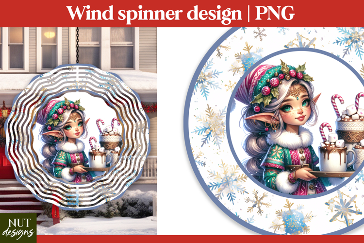 Christmas wind spinner Christmas Elf Cocoa Wind Spinner PNG
