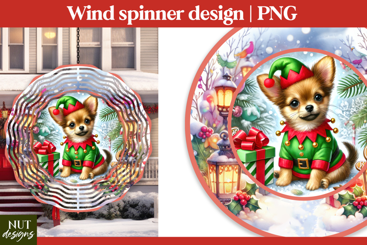 Christmas Puppy Wind Spinner PNG Christmas Dog Wind Spinner