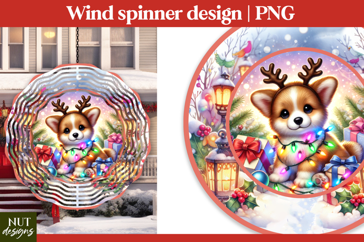 Christmas wind spinner Corgi Christmas Dog Wind Spinner