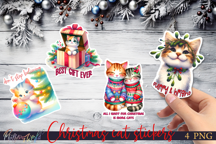 Christmas Cat Stickers | Funny Holiday Quotes | Cat mom