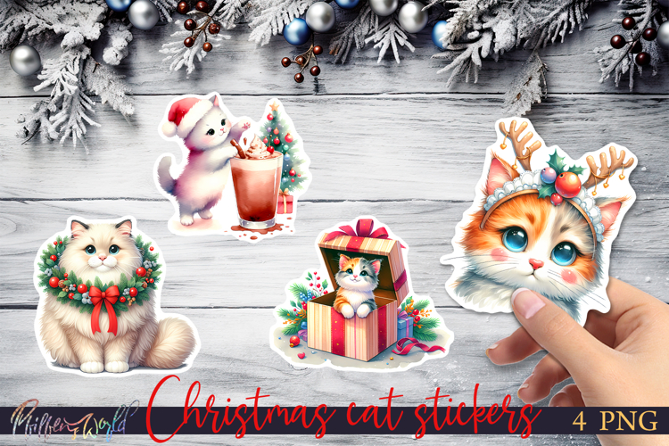 Christmas Cat Stickers | Funny Holiday Quotes | Cute Cats