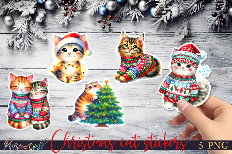 Christmas Cat Stickers | Funny Holiday Quotes | Cute Kitties