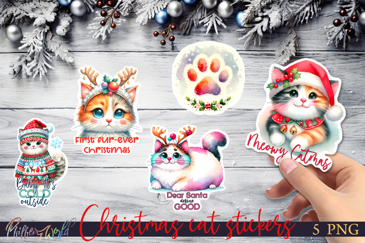 Christmas Cat Stickers | Funny Holiday Quotes | Meowy Catmas