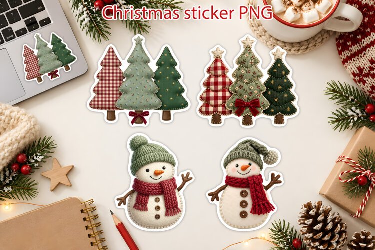 Chunky Knit Christmas Character Stickers example image 1