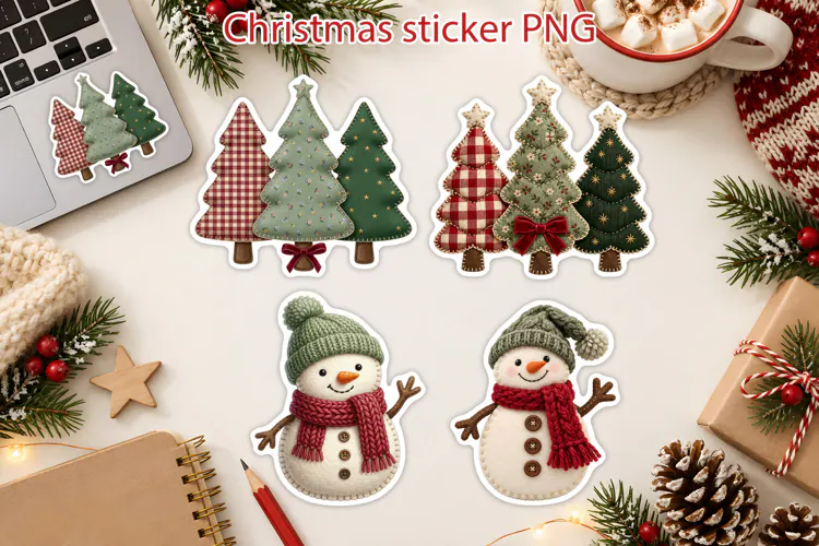 Chunky Knit Christmas Character Stickers