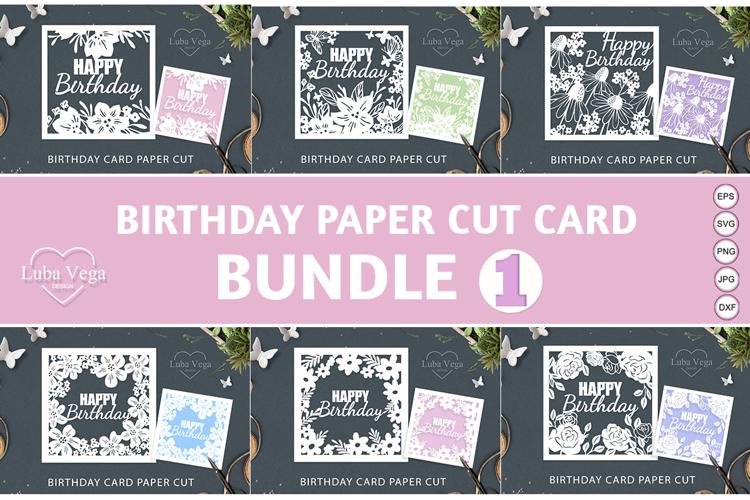 BUNDLE Birthday card svg / birthday card svg template