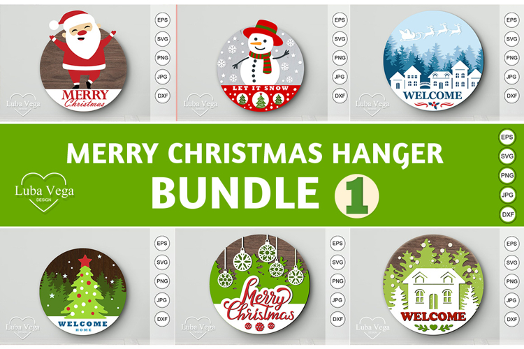 BUNDLE MERRY CHRISTMAS HANGER / Merry Christmas Door Hanger