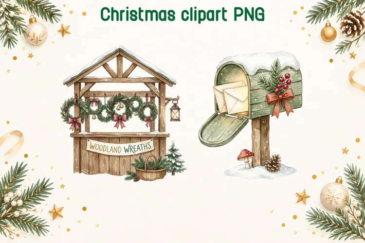 Christmas Market Mailbox Clipart PNG