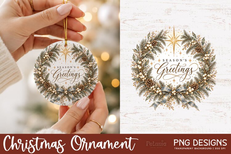 Vintage Christmas ornament PNG with a trendy and popular nostalgic watercolor illustrations