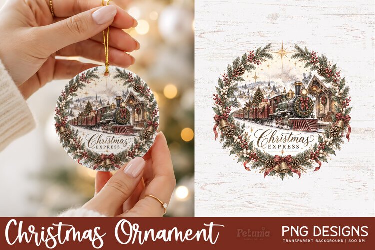 Vintage Christmas ornament PNG with a trendy and popular nostalgic watercolor illustrations