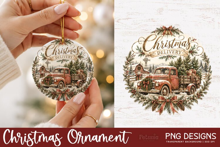 Vintage Christian Christmas ornament PNG featuring watercolor Nativity and religious Christmas artwork in soft muted colors for sublimation and holiday crafts.