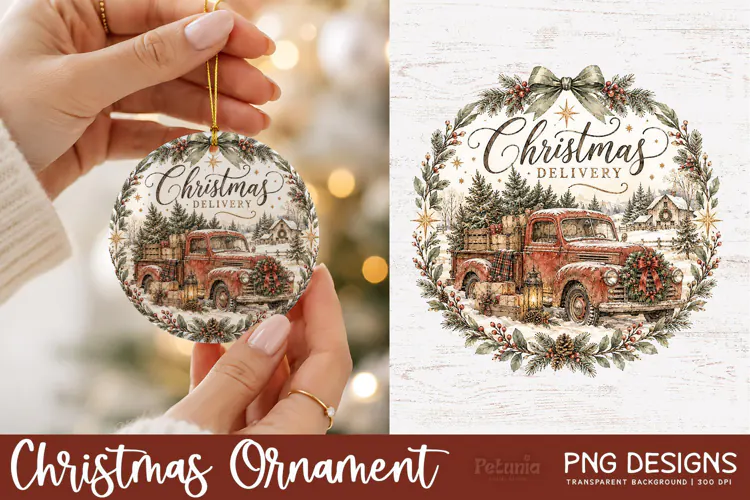 FarChristmas Delivery Truck Ornament | Sublimation PNG