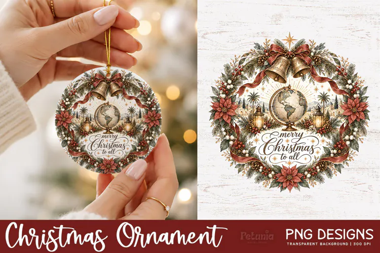 Vintage Christian Christmas PNG, Religious Ornaments