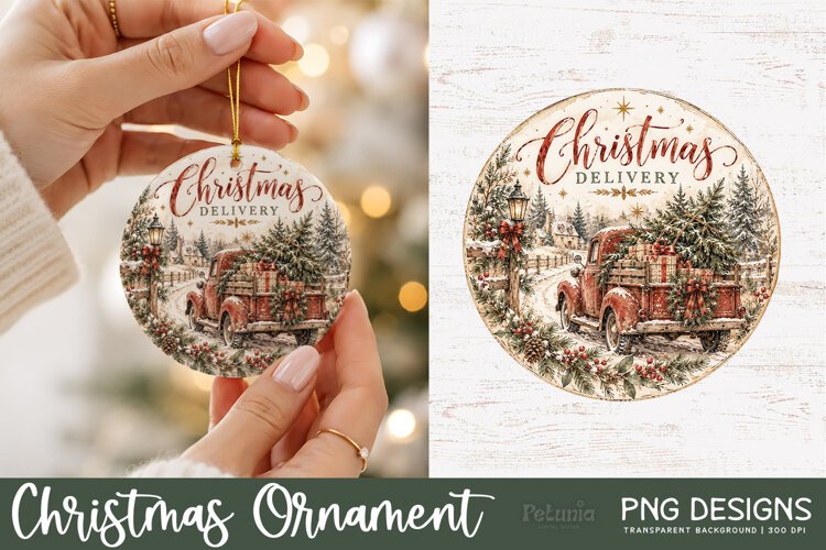 Christian Christmas Ornament PNG, Vintage Holiday Art example image 1