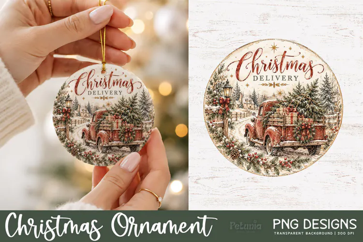 Christian Christmas Ornament PNG, Vintage Holiday Art