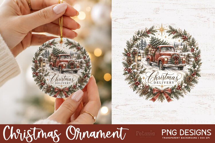 Vintage Christmas ornament PNG with a trendy and popular nostalgic watercolor illustrations