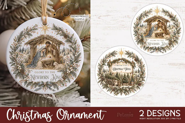 Christian Christmas Ornaments | Vintage Christmas PNG
