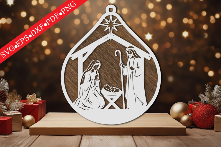 Christian Christmas Ornament Sign SVG