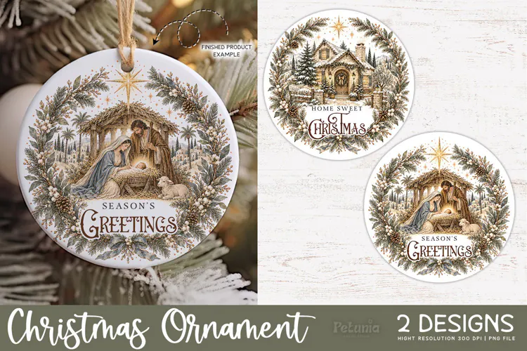 Christian Christmas Ornaments | Vintage Christmas PNG