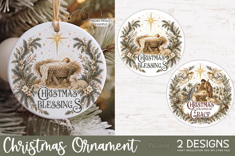 Christian Christmas Ornaments | Vintage Christmas PNG