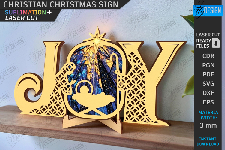 Christian Christmas Sign Laser Cut |3D Nativity Sign| Jesus