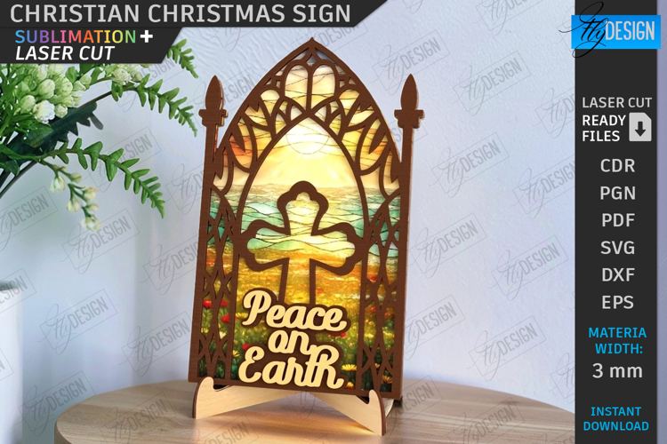 Christian Christmas Sign Laser Cut |3D Nativity Sign| Cross
