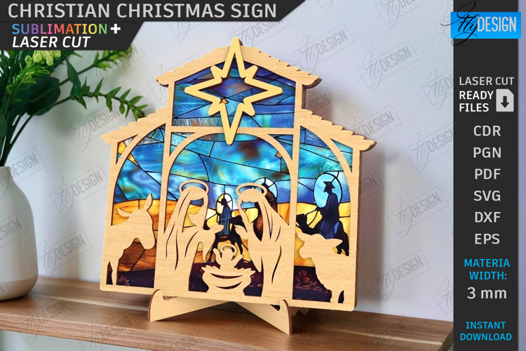 Christian Christmas Sign Laser Cut|3D Nativity Sign|Jesus