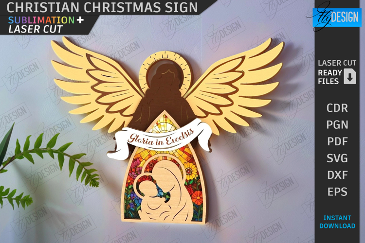 Christian Christmas Sign Laser Cut|3D Nativity Wall Sign|CNC