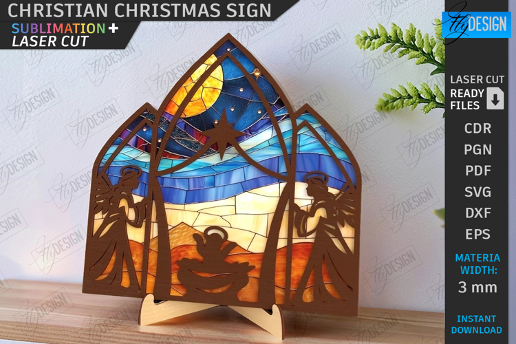 Christian Christmas Sign Laser Cut |3D Nativity Sign| Angels