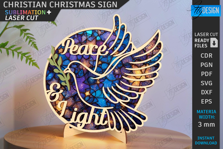 Christian Christmas Sign Laser Cut |3D Nativity Sign| Dove
