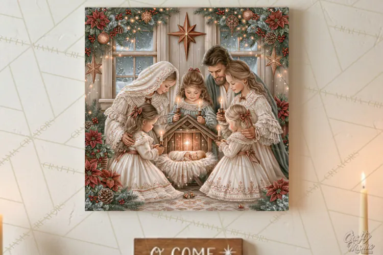 Christian Christmas Scene Sublimation, Nativity Png
