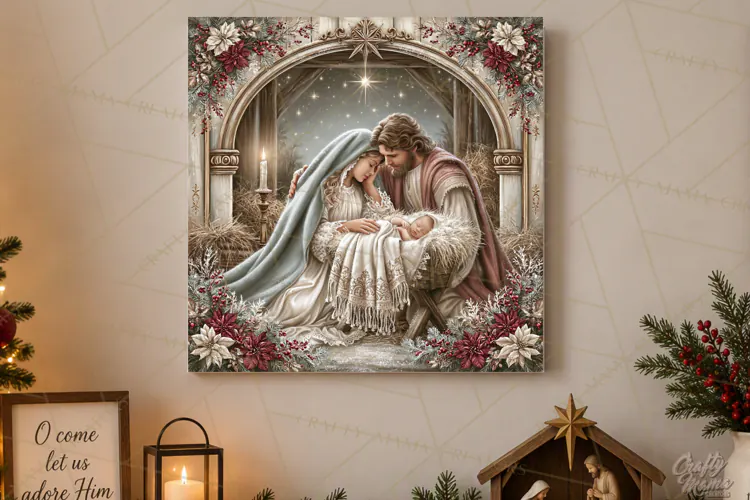 Christian Christmas Scene Sublimation, Nativity Png
