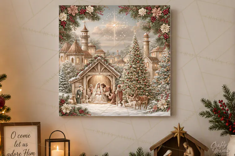 Christian Christmas Scene Sublimation, Nativity Png