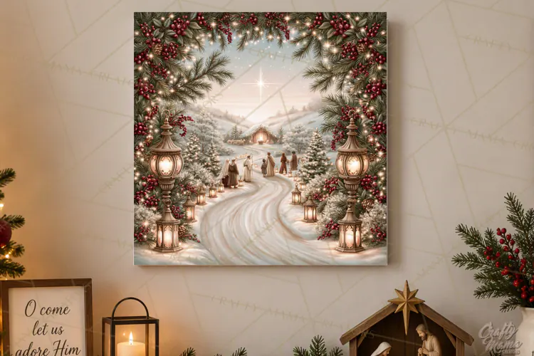 Christian Christmas Scene Sublimation, Nativity Png