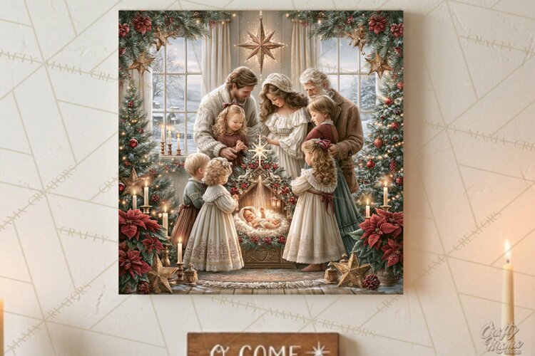 Christian Christmas Scene Sublimation, Nativity Png example image 1