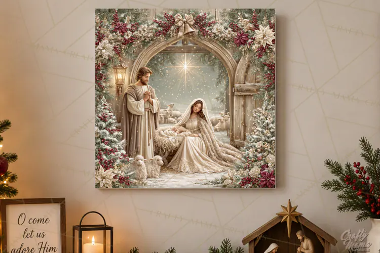 Christian Christmas Scene Sublimation, Nativity Png