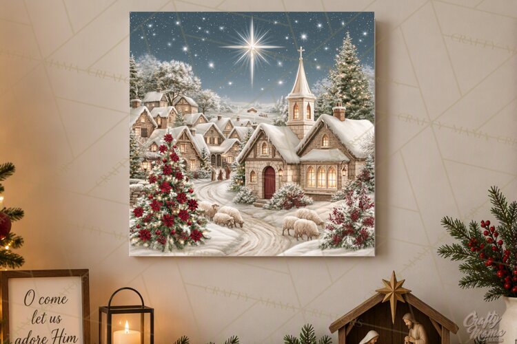 Christian Christmas Scene Sublimation, Nativity Png example image 1