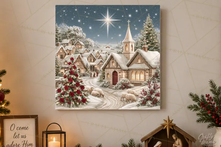 Christian Christmas Scene Sublimation, Nativity Png