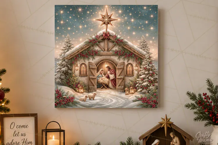 Christian Christmas Scene Sublimation, Nativity Png