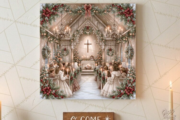 Christian Christmas Scene Sublimation, Nativity Png example image 1