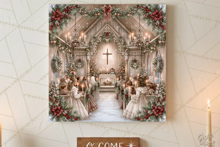 Christian Christmas Scene Sublimation, Nativity Png