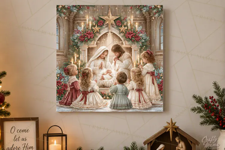Christian Christmas Scene Sublimation, Nativity Png