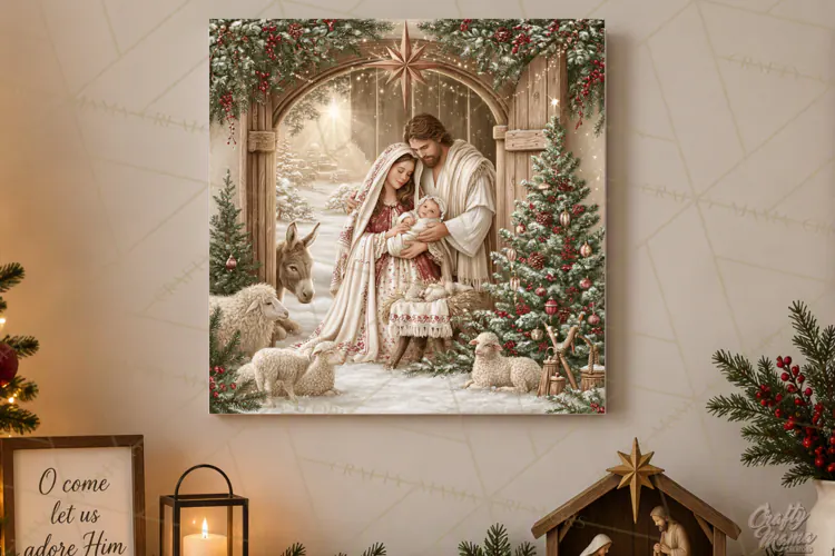 Christian Christmas Scene Sublimation, Nativity Png